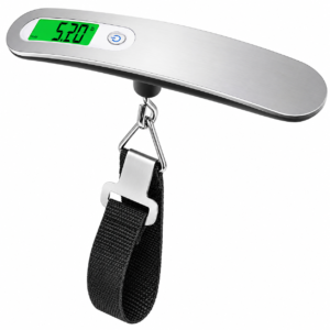 Digital Luggage Scale with Backlit LCD Display, Hold Function, and 50kg Capacity for Weighing Travel Bags and Suitcases